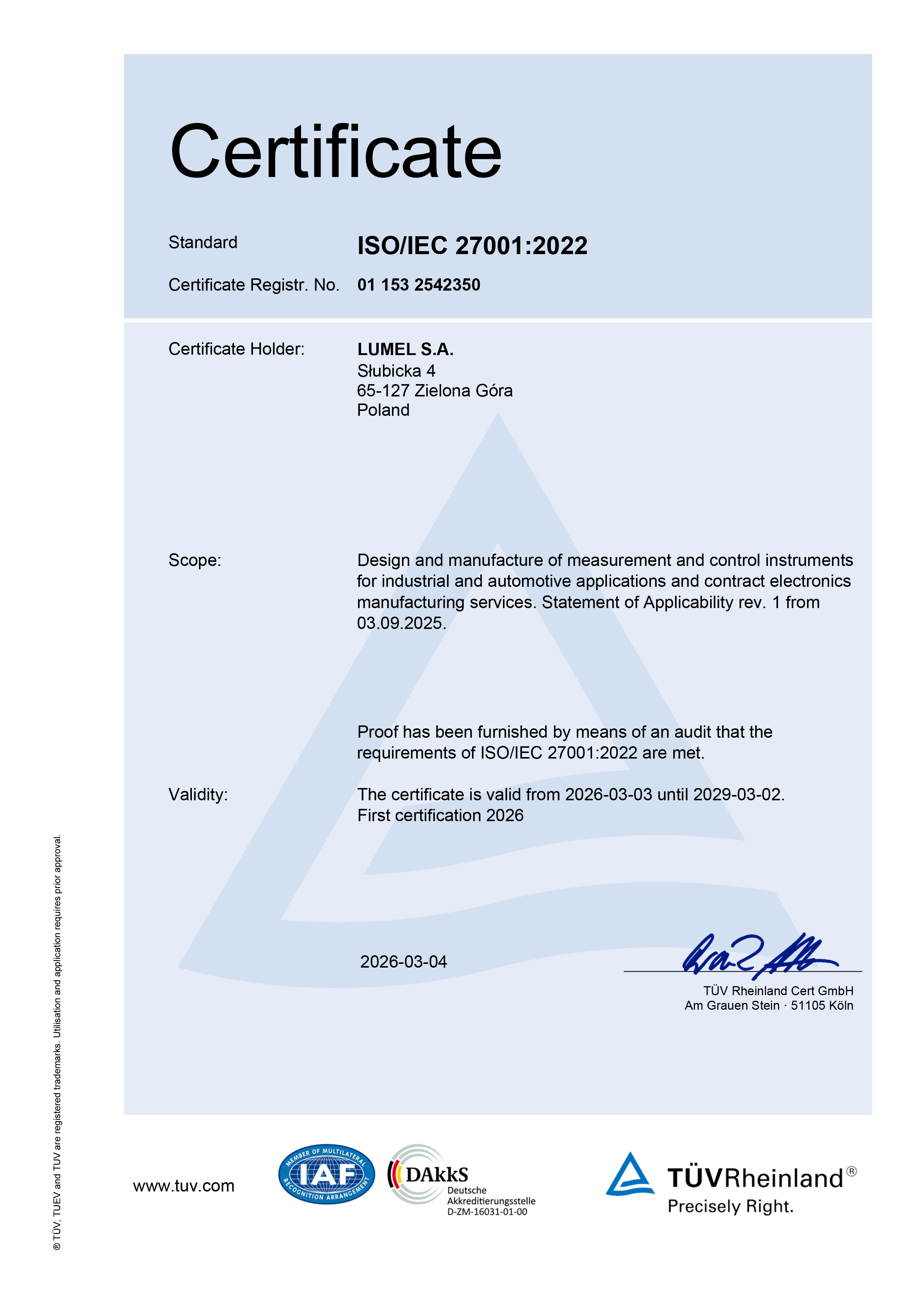 We are ISO/IEC 27001:2022 certified! | Lumel